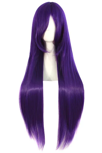 Vista 7 de MapofBeauty - Peluca de cosplay para disfraz de anime de 32 pulgadas de largo, color negro
