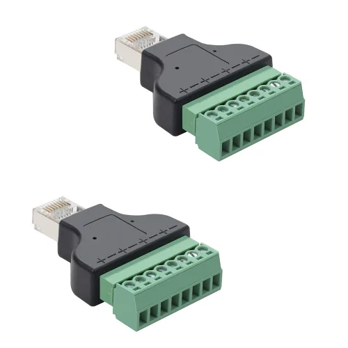 Vista 9 de Adaptador de bloque de terminales de tornillo RJ45 hembra a 8 pines para Cat7 Cat6 Cat5 Extensor Ethernet CCTV UTP Digital DVR Internet, RJ45 8P8C