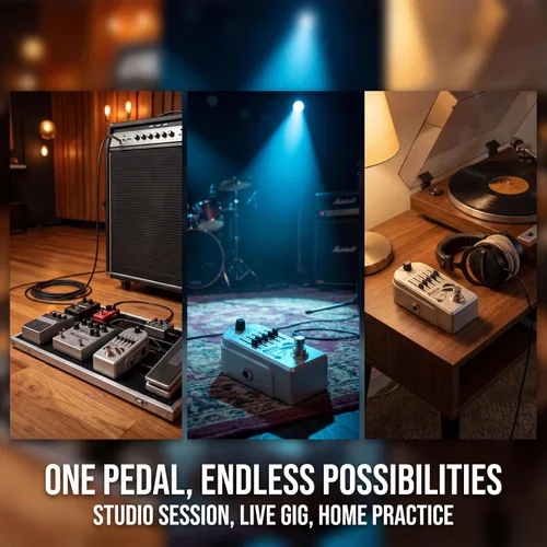 Vista 5 de AZOR - Pedal de efecto de guitarra para bajo de 5 bandas, ecualizador de pedal de efectos para bajo eléctrico, True Bypass, aleación de aluminio