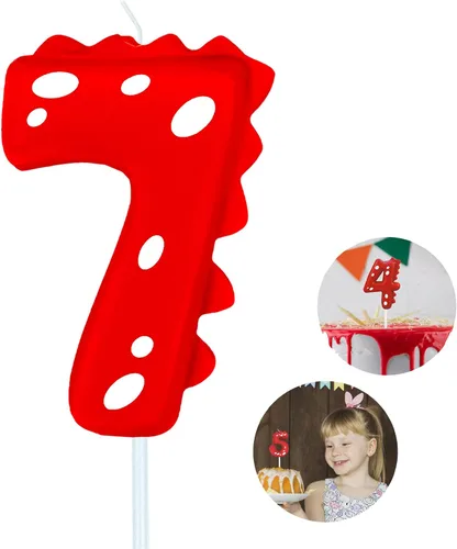 Vista 10 de Velas de cumpleaños con número (0 velas rojas) con forma de dinosaurio, velas de pastel de feliz cumpleaños para decoración de fiesta de cumpleaños