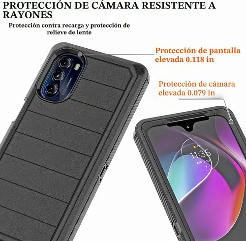 Vista 4 de YmhxcY Funda para Moto G 5G 2022 (sin protector de pantalla) con funda duradera de 3 capas a prueba de caídas, a prueba de golpes, funda de goma