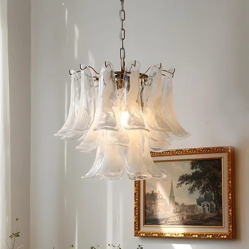 Vista 3 de Ceiling Light Modern Gold Chandeliers,Creative Round Crystal Glass Chandelier with 6- Cloud Glass Pendant Fixture Lamp