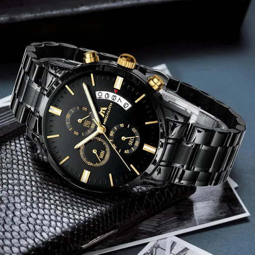 Vista 6 de MEGALITH Mens Watches 45mm Chronograph Quartz Mens Wrist Watches Stainless Steel Waterproof Business Dress Watches for Men Luminous Date Gifts for