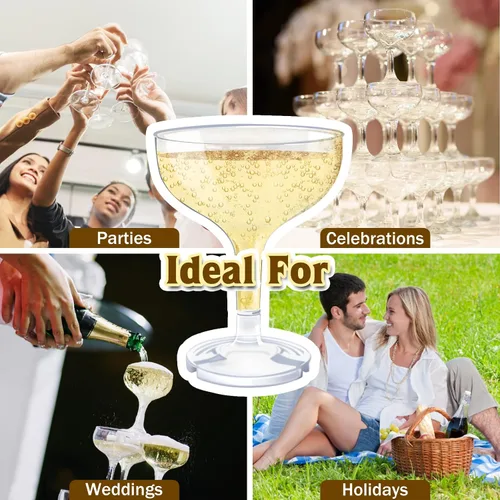 Vista 6 de 30 vasos de plástico para champán de 5 onzas