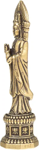 Vista 8 de FENGSHUI-CAISHEN Pequeña estatua de cobre Guan Yin, hecha a mano para meditar la decoración zen, pequeña figura de Quan Yin, Baby Kwan Yin