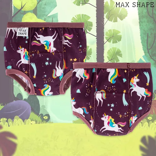 Vista 4 de Max Shape 6 paquetes de ropa interior de entrenamiento para niñas con capa absorbente de cena, pantalones de entrenamiento reutilizables para bebé