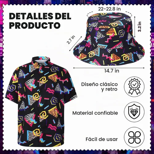 Vista 2 de Hicarer 6 Pcs 80s Outfit Accessories Set for Men Party Estilo clásico