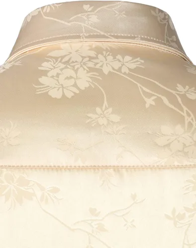 Vista 5 de ZEROYAA Camisas de vestir con botones de manga larga y estampado floral de jacquard rosa satinado brillante para hombre para fiesta de graduación