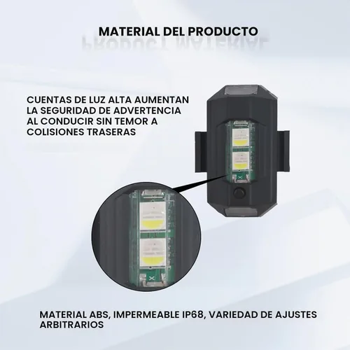 Vista 4 de 4 luces LED recargables de advertencia nocturna, luces estroboscópicas de 7 colores, luces anticolisión para dron, coche, motocicleta, barco