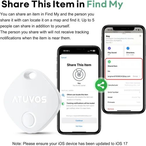 Vista 7 de Etiqueta de seguimiento Air Tracker de ATUVOS Paquete de 1, rastreador de equipaje con Bluetooth funciona con la aplicación Apple Find My