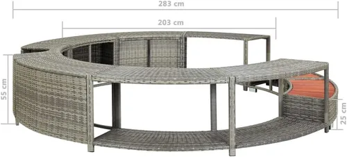 Vista 8 de Tidyard Spa Surround, bañera de hidromasaje envolvente gris Poly Rattan