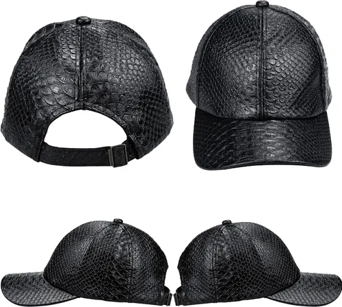 Vista 5 de INOGIH Gorra de béisbol de piel de serpiente unisex informal para papá, ajustable, para mujeres y hombres