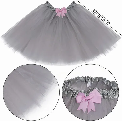 Vista 4 de Dxhycc Conjunto de disfraz de elefante gris, diadema con orejas de elefante, corbatín y cola de tutú para disfraz de animales, kit de disfraz