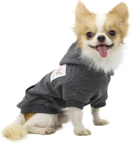 Vista 9 de LOPHIPETS Sudadera ligera de algodón para perros pequeños – Sudadera con capucha para chihuahuas, cachorros y razas juguetes - Gris/XS