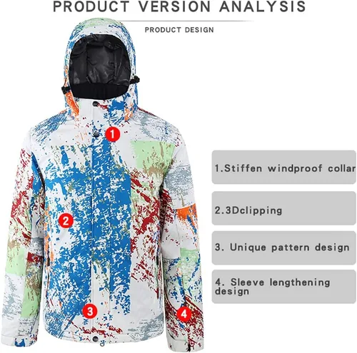 Vista 3 de HOTIAN Mens Ski Jackets Waterproof Snowsuits Insulated Outdoor Winter Coats