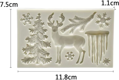 Vista 6 de Moldes de chocolate de Navidad, molde de silicona 3D, diseño de ciervos con temática de Navidad, molde de fondant, molde de copo de nieve para hacer