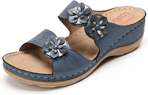 Vista 59 de Ladmiple Sandalias ortopédicas florales de moda 2023 con soporte de arco, zapatillas romanas casuales con puntera abierta