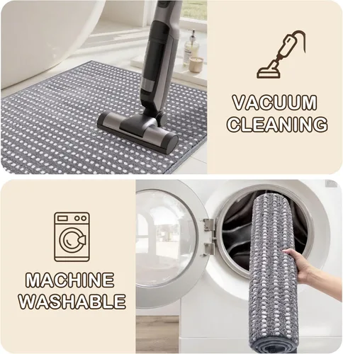 Vista 6 de Tyrot Alfombras de baño ultra absorbentes, 17 x 24 pulgadas, suaves y afelpadas, tapetes de baño para baño, antideslizante, respaldo de caucho