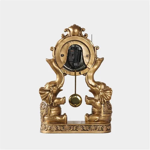 Vista 4 de SUNESA Reloj de mesa, reloj de péndulo, escritorio, elefante, reloj de escritorio, adornos, hogar, sala de estar, retro, de madera, reloj de 1