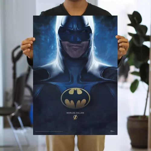 Vista 3 de MIGHTYPRINT DC Comics - The Flash - Michael Keaton Batman Worlds Collide - Arte de pared duradero de 17 x 24 pulgadas, no hecho de papel