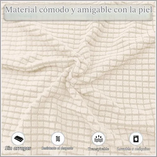 Vista 3 de Fundas para sillas de bañera de 2 piezas con funda de cojín, funda elástica de jacquard para muebles, funda protectora para sillón, extraíble Beige