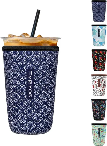 Vista 95 de Fundas de neopreno reutilizables aisladas para café helado, fundas para tazas de café helado, fundas para bebidas heladas y calientes