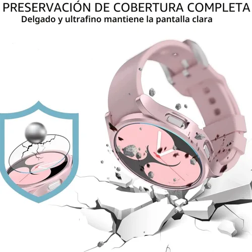 Vista 3 de Paquete de 6 + 6 fundas protectoras de pantalla para Samsung Galaxy FE/Galaxy Watch 5/Galaxy Watch 4 de 1.575 pulgadas, película de vidrio templado