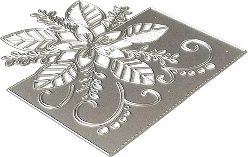 Vista 4 de hinana Hojas de flores de Navidad troqueladas de metal, troqueles de borde de flores, plantillas cortadas para álbumes de recortes, álbumes
