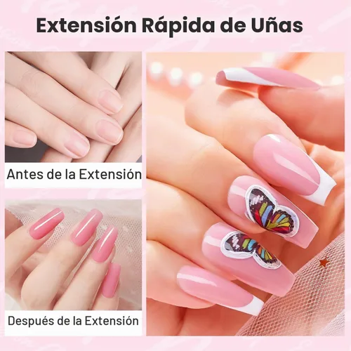 Vista 7 de Makartt Gel de uñas de poligel 50ml, gel constructor para uñas sin hema, rosa y marrón, fortalecedor multifuncional para extensión de uñas, gel duro