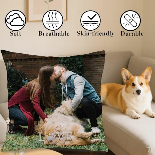 Vista 4 de Personalized One Image Pillow Case with Customized Text Designed for Bedroom or Sofa décor and Providing an Emotional Gift Experience for Loved Ones