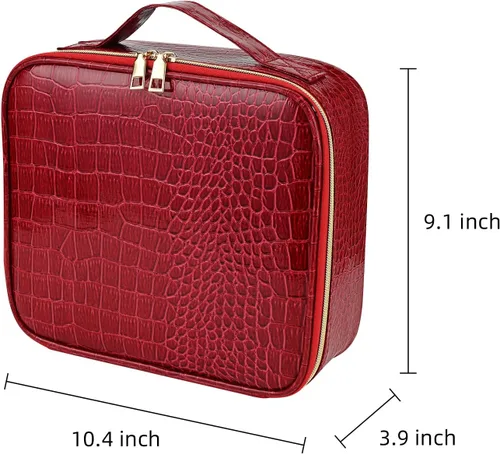 Vista 3 de Bolsa de maquillaje, organizador de viaje, estuche de cosméticos, bolsa de almacenamiento portátil para artistas con divisores ajustables