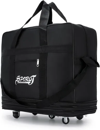 Vista 2 de Bolsa de lona expandible con ruedas giratorias, maleta, plegable, expandible, Negro -, Moda moderna