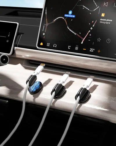 Vista 7 de Paquete de 6 soportes organizadores de cables Puretor – Fuerte adhesivo y gestión de cables de escritorio magnéticos, organiza sin esfuerzo cables