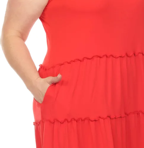Vista 4 de Vestido midi escalonado con cuello redondo y talla grande para mujer