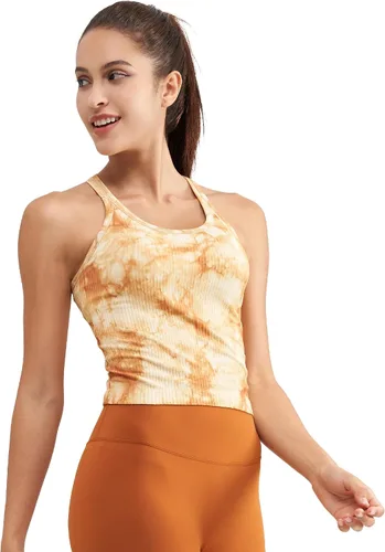 Vista 54 de sphinx cat - Camiseta corta de entrenamiento para mujer, camiseta sin mangas, acanalada, con espalda cruzada y brasier integrado