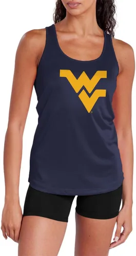 Vista 34 de Camiseta deportiva sin mangas oficial de NCAA Collegiate para mujer, con espalda cruzada, colección con logotipo primario