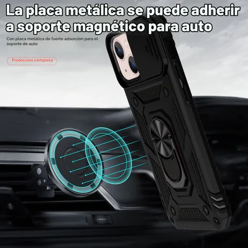 Vista 2 de Funda para iPhone 13 con cubierta para lente de cámara, protector de pantalla HD, doble capa [protección contra caídas de grado militar de 15 pies]