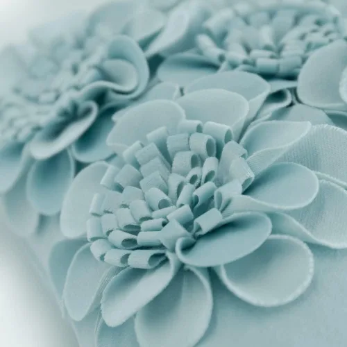 Vista 5 de JWH Fundas de cojines decorativos con flores 3D hechas a mano, estéticas, fundas de almohadas de acento floral, fundas de almohada de terciopelo Azul