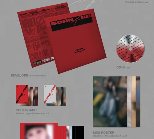 Vista 2 de Dreamus ITZY BORN TO BE Edición Especial UNTOUCHABLE Ver Red Álbum de exhibición