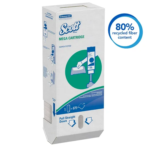 Vista 3 de Scott® Mega Cartucho Servilletas (98908), Servilletas de papel desechables, 6 cajas de 875 servilletas para bebidas (5,250 Servilletas/estuche)