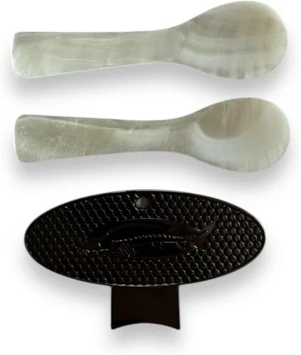 Vista 3 de Caviar Key - Abridor de latas + juego de cucharas de nácar (ónix)