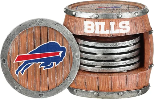 Vista 29 de FOCO NFL Team Logo 5-Pack Barrel Beverage Drink Coaster Set