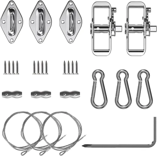 Vista 7 de SunnyRoyal Accesorio de poste de vela para toldo, abrazadera de anillo en D para poste de vela y postes de soporte de toldo, accesorio de hardware