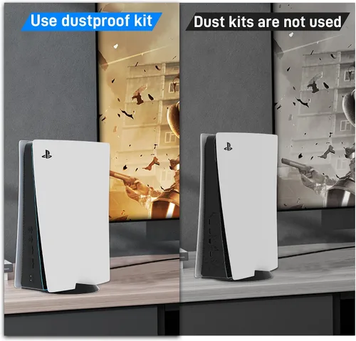 Vista 6 de FUNDIARY Kit de tapones antipolvo para consola PS5, protector de polvo de silicona y accesorios de limpieza para PS5, 7 puertos a prueba de polvo, 2