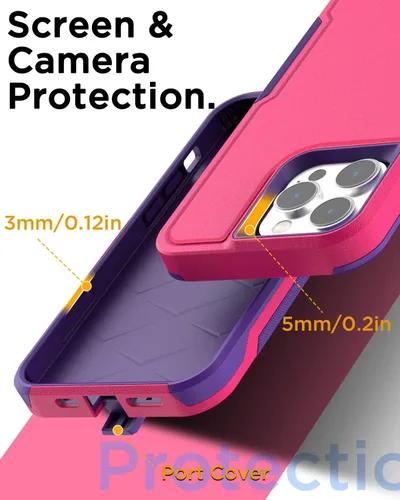 Vista 5 de AICase Funda para iPhone 13 Pro Max con protector de pantalla de vidrio, protección contra caídas de alta resistencia, cuerpo completo, resistente a