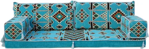 Vista 8 de arabicsofa Asientos de piso oriental para habitación de invitados - Sofá Majlis de asientos bajos turquesa