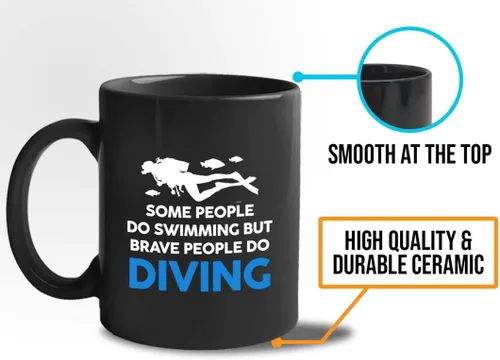 Vista 34 de Taza de café de buceo de 11 onzas, color negro, sumerge en la felicidad, actividades de respiración subacuática, pasatiempos, natación, ascenso
