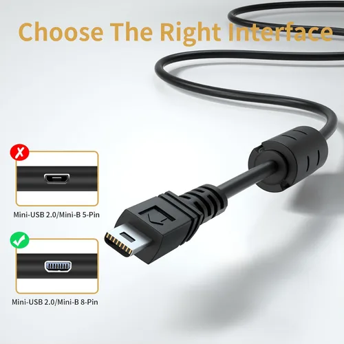 Vista 6 de LEAGY Paquete de 2 cables de transferencia de carga rápida USB-A a Mini USB 2.0 con enchufes chapados en plata y anillo magnético de ferrita