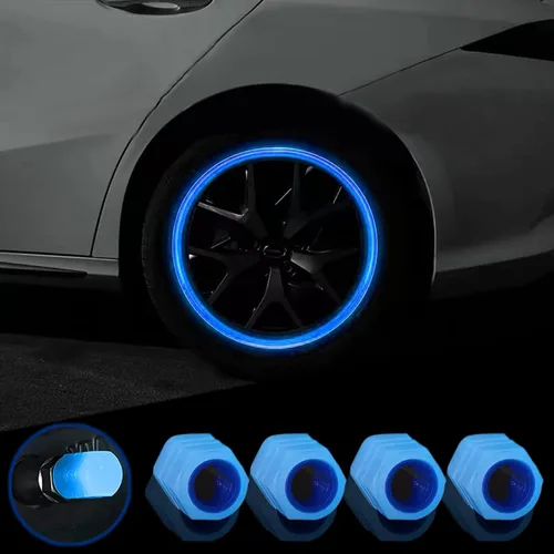 Vista 5 de 8 piezas de tapas de vástago de válvula de neumático para coche, tapas universales para válvula de neumático de coche que brillan en la oscuridad