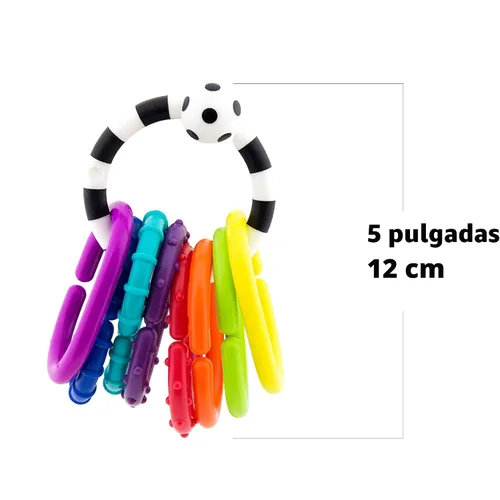 Vista 4 de Sassy Ring O Links - Juego de 9 piezas, eslabones para cochecito o asiento portador, 0+ meses